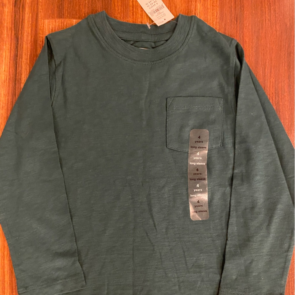 New GAP Forest Green Long Sleeve Tee Boys 4T